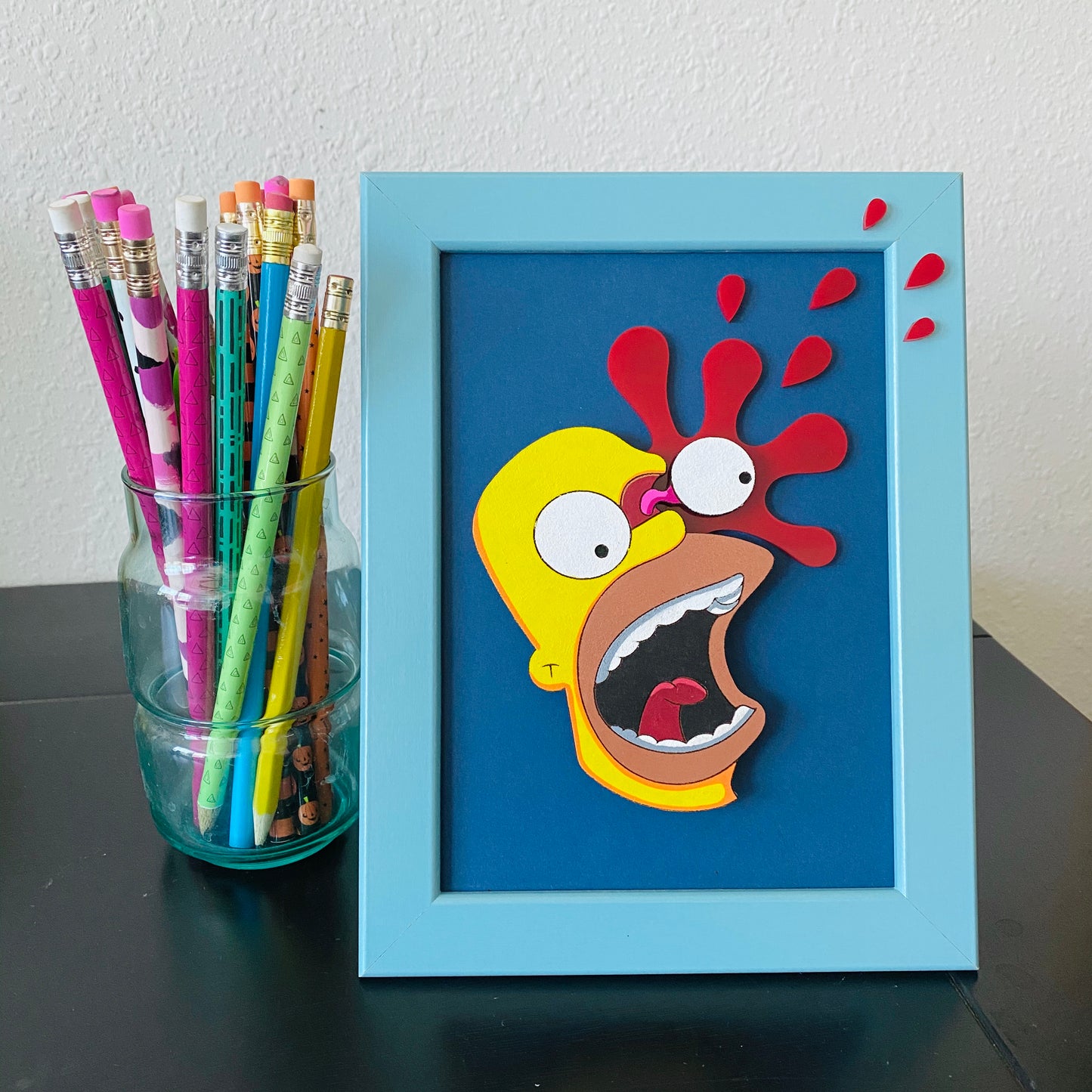 Exploding Eye Homer Framed Painting