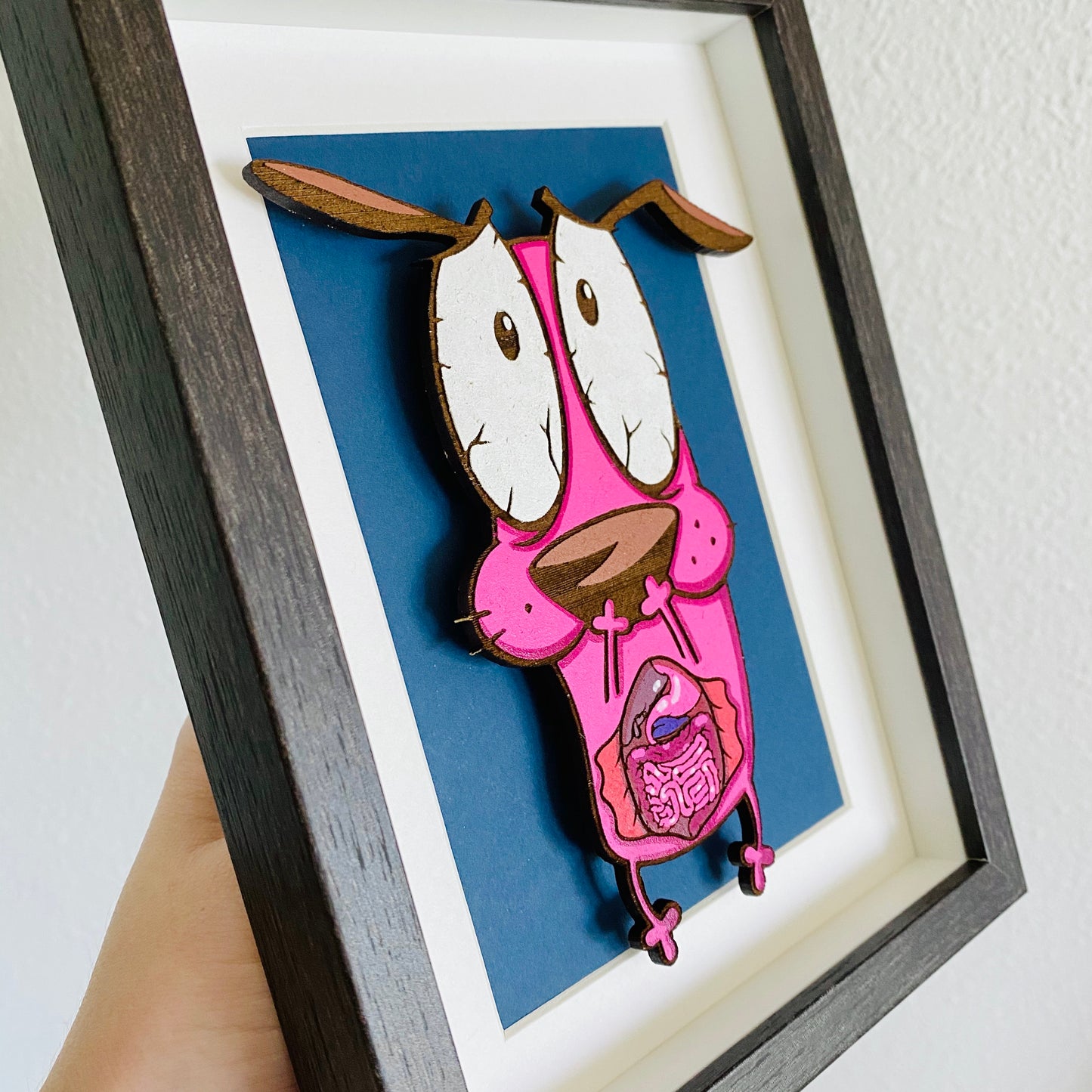 Courageous Dissected Dog Framed Woodcut Painting