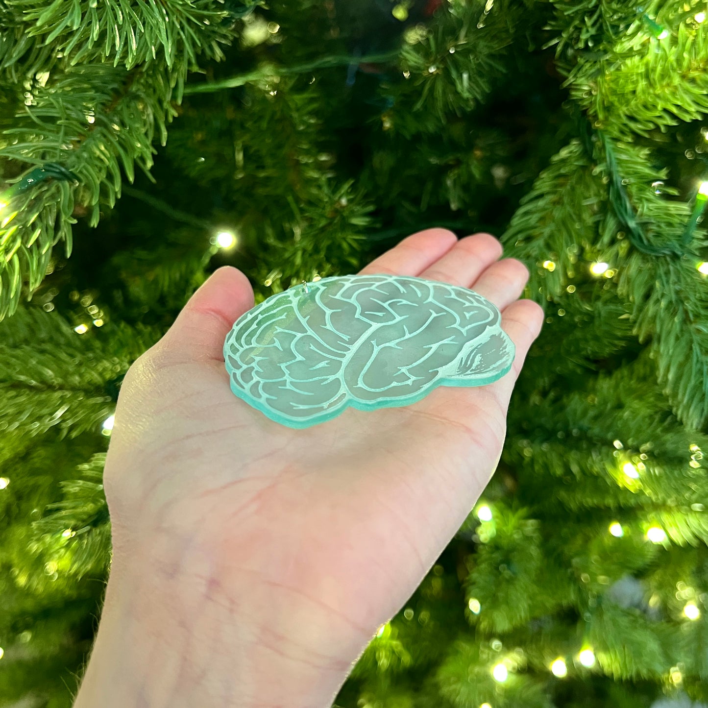 Clear or Frosted Acrylic Brain Ornament