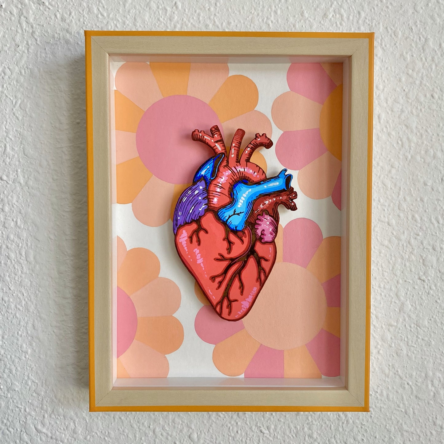 Floral Heart Woodcut Painting