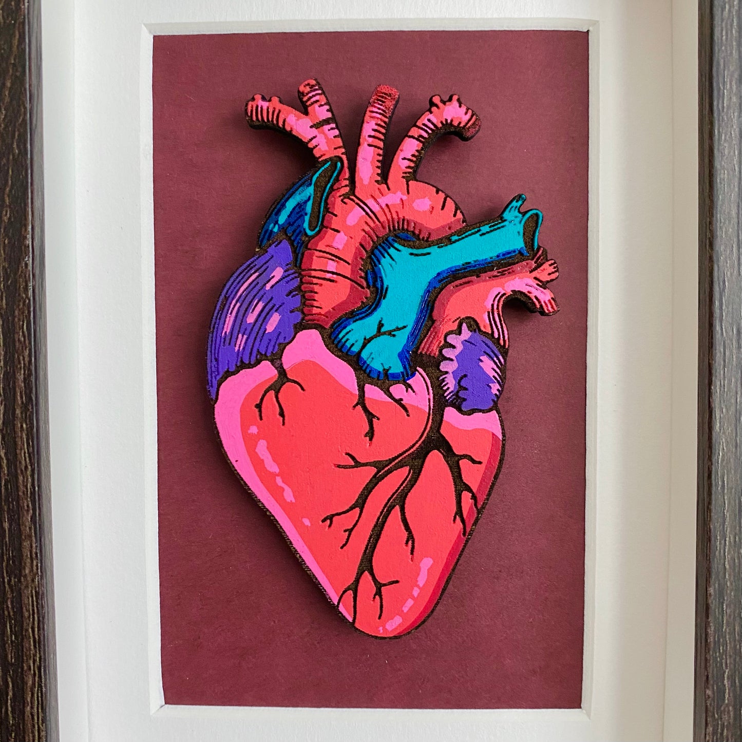 Anatomical Heart Woodcut Framed Painting