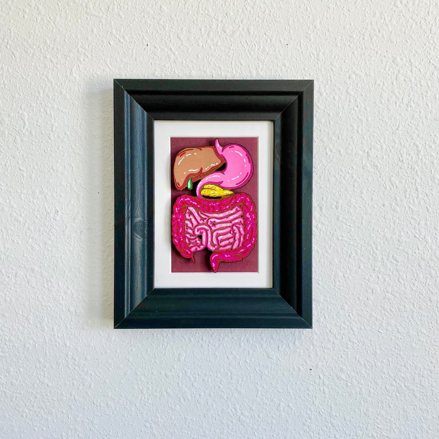 Digestive System Woodcut Framed Painting
