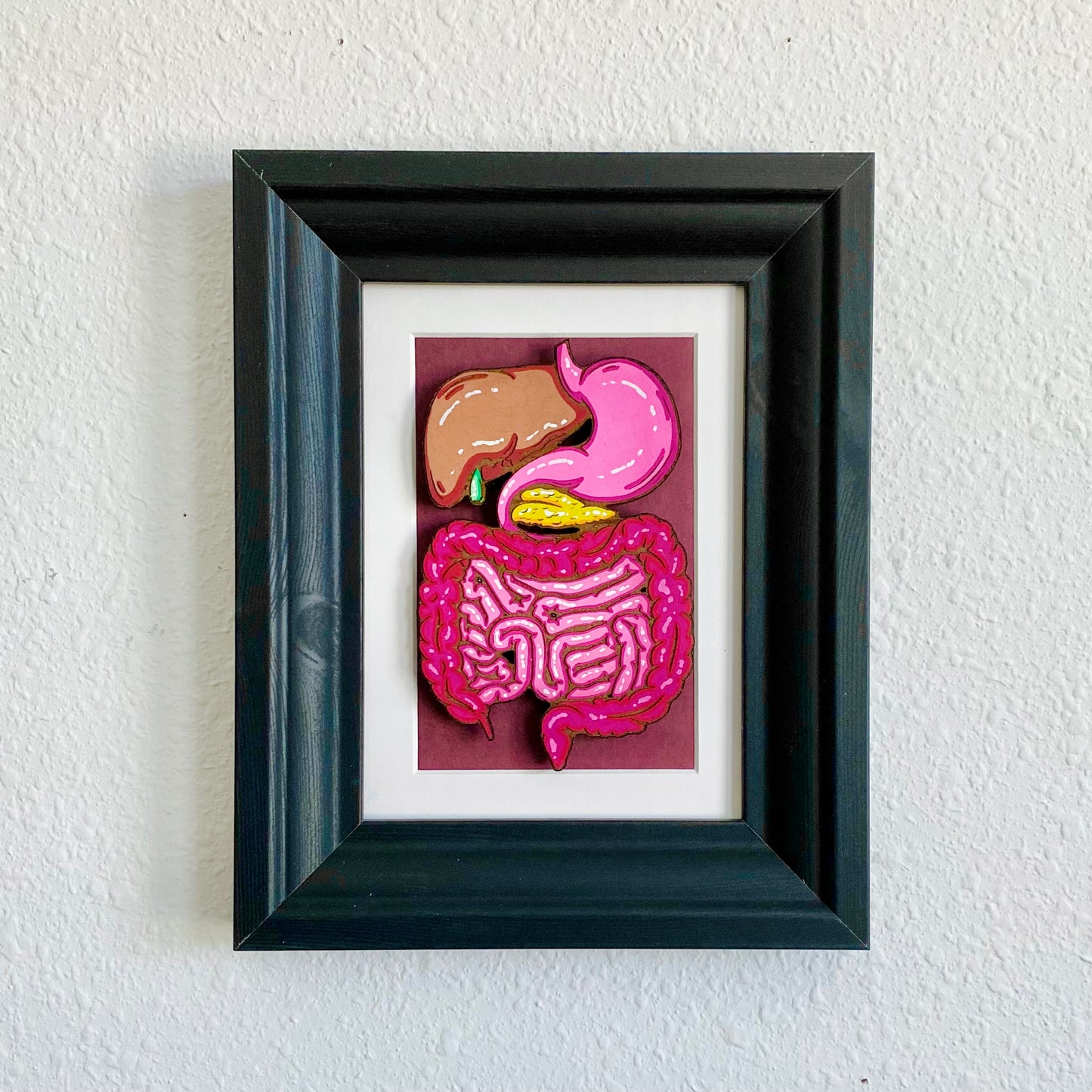 Digestive System Woodcut Framed Painting