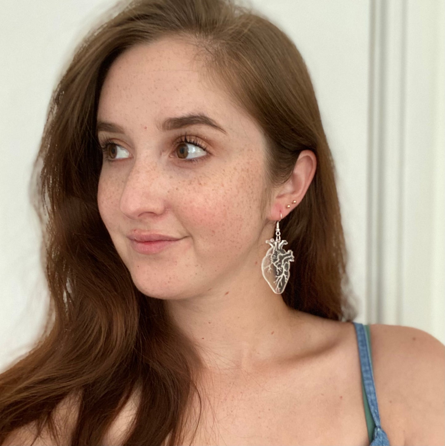 Clear Anatomical Heart Earrings