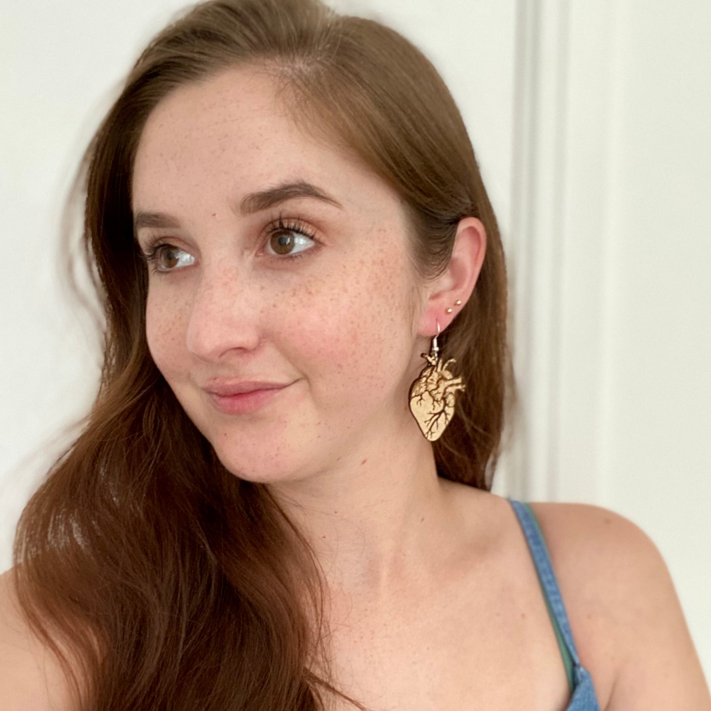 Painted Anatomical Heart Earrings
