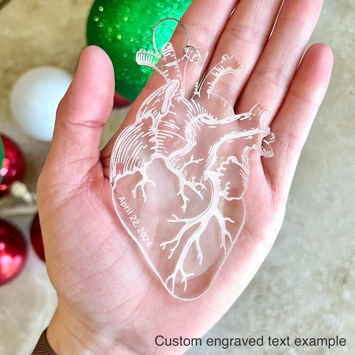 Clear or Frosted Acrylic Heart Ornament