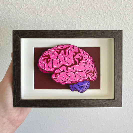 Brain Framed Woodcut Painting