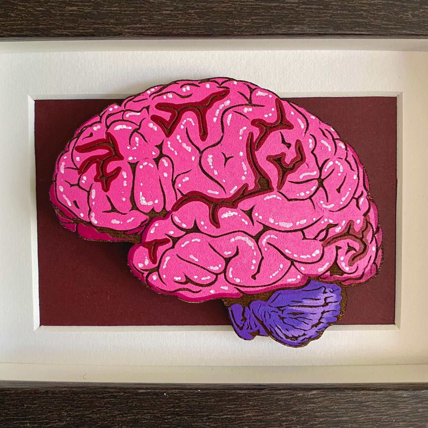 Brain Framed Woodcut Painting