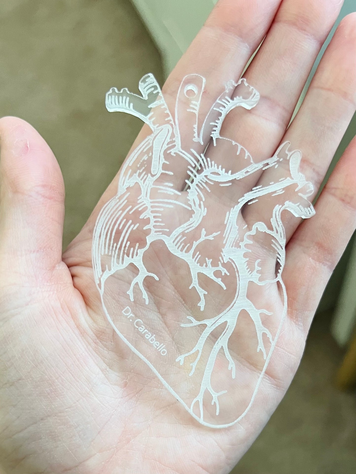 Neon Pink Anatomical Heart Ornament