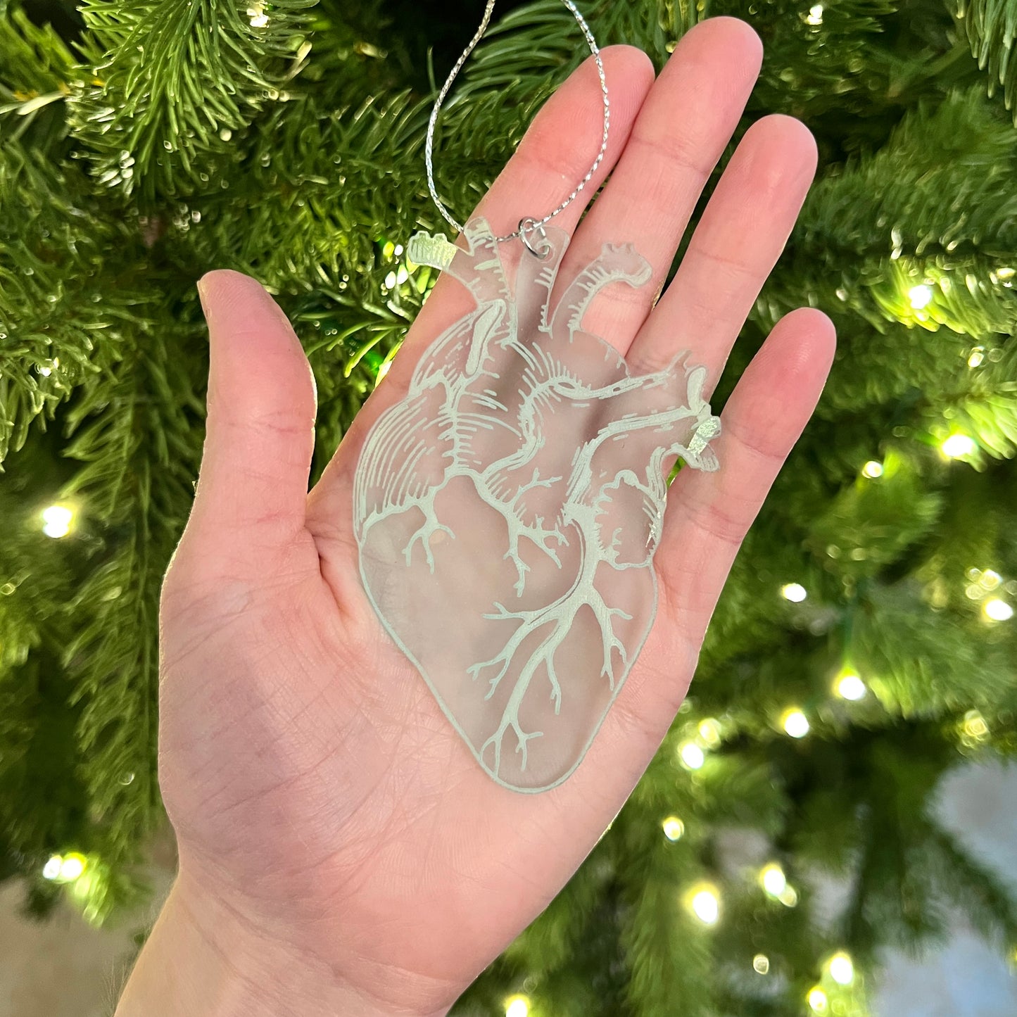 Clear or Frosted Acrylic Heart Ornament