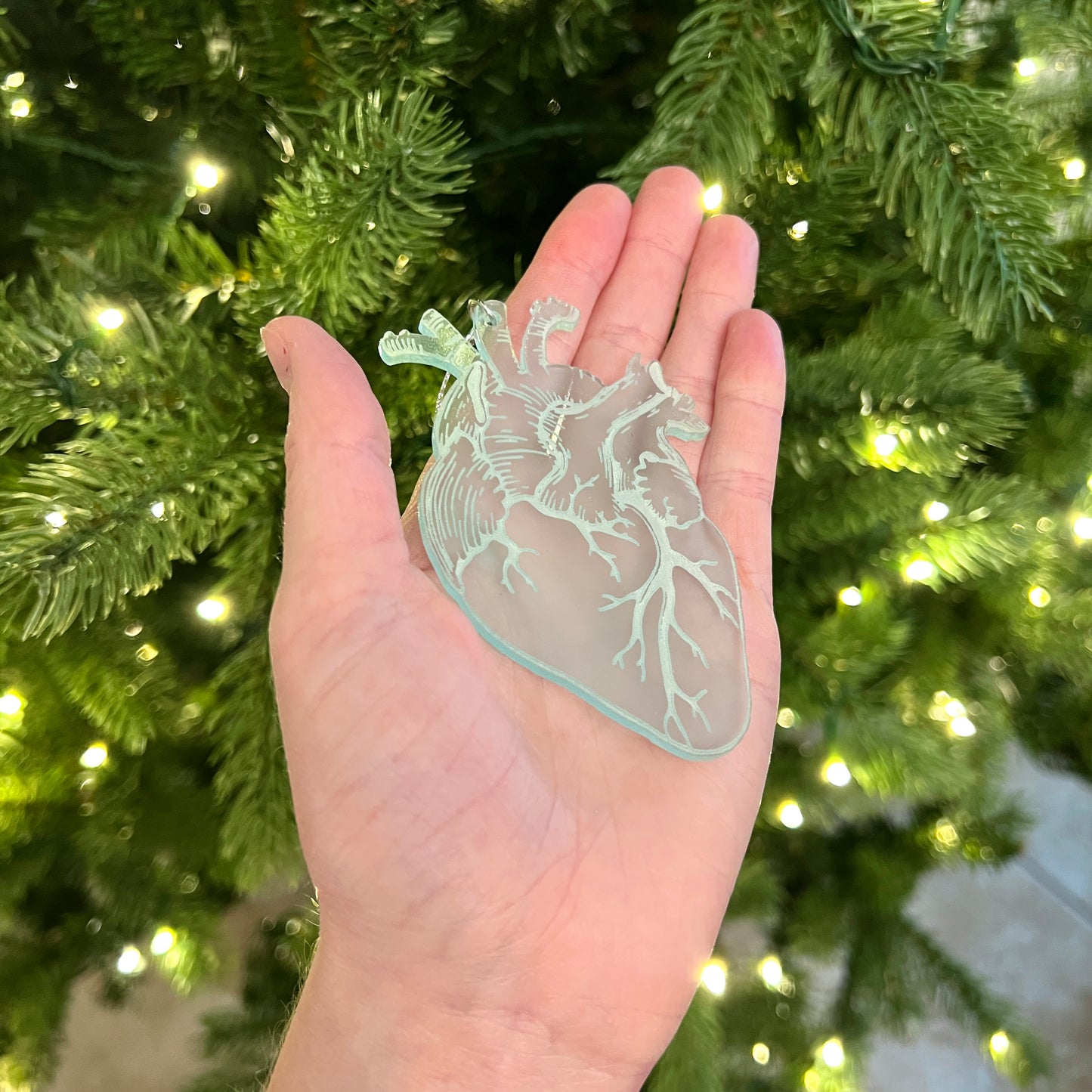 Clear or Frosted Acrylic Heart Ornament