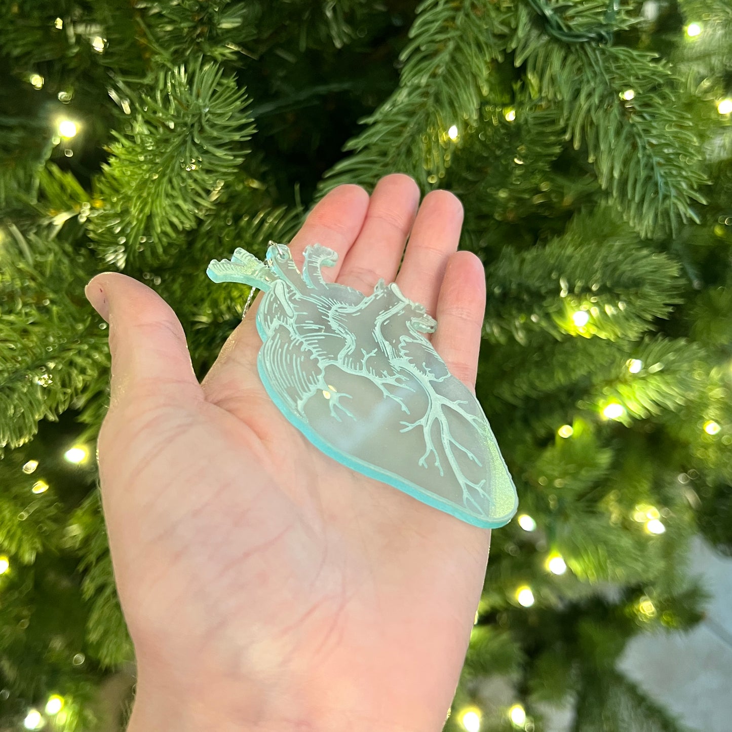 Clear or Frosted Acrylic Heart Ornament