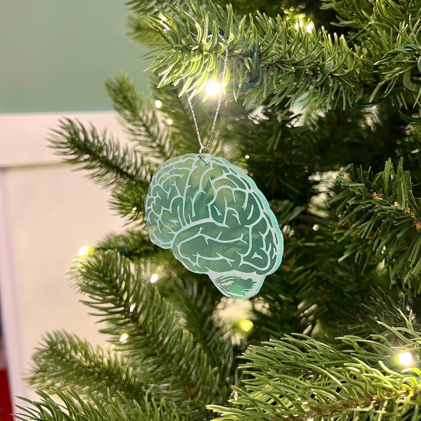 Clear or Frosted Acrylic Brain Ornament