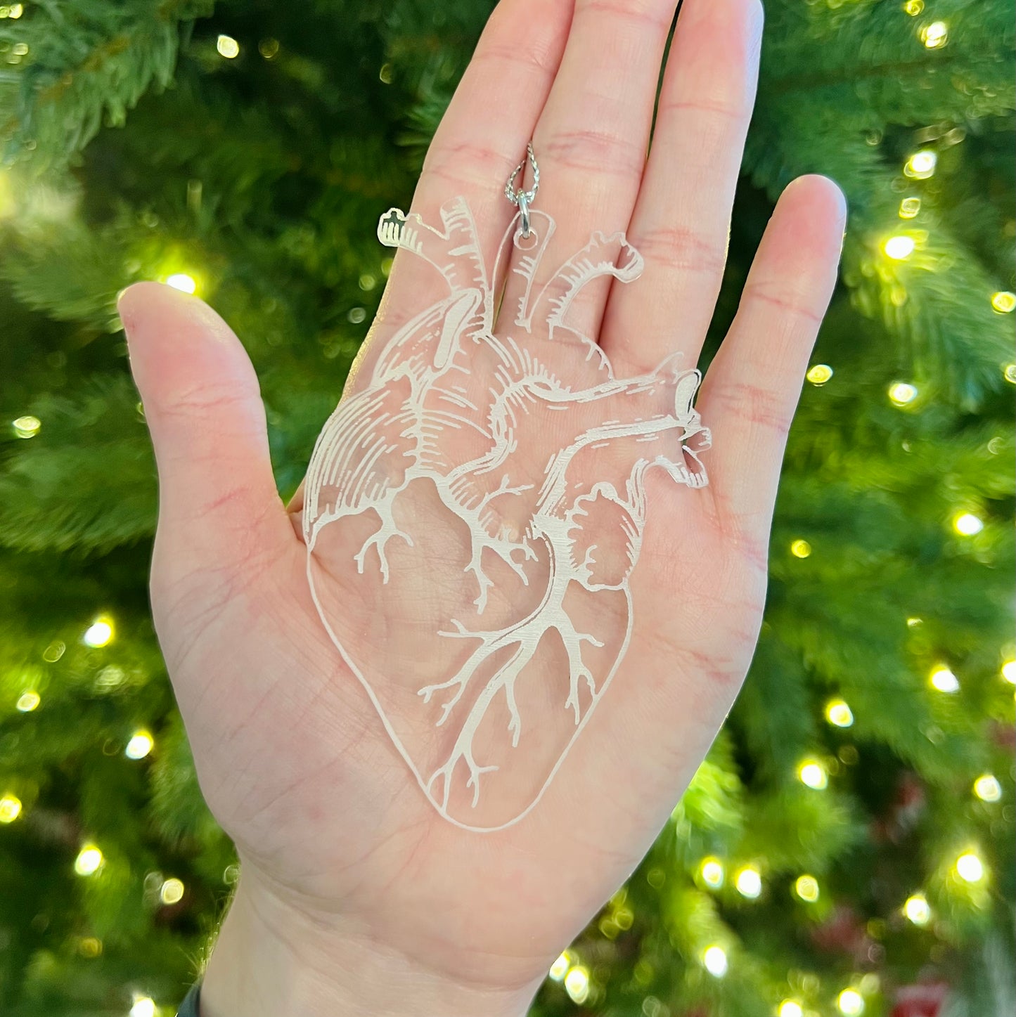 Clear or Frosted Acrylic Heart Ornament