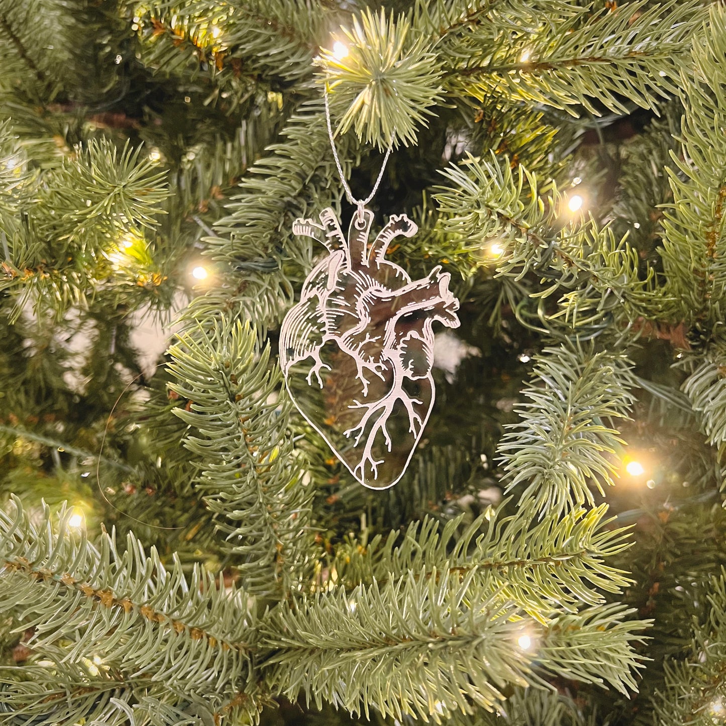 Clear or Frosted Acrylic Heart Ornament