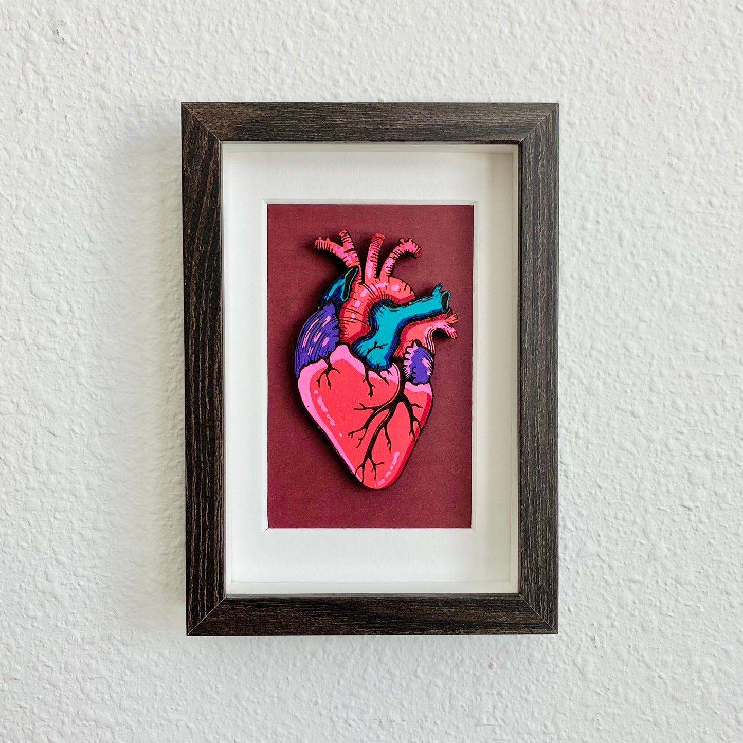 Anatomical Heart Woodcut Framed Painting