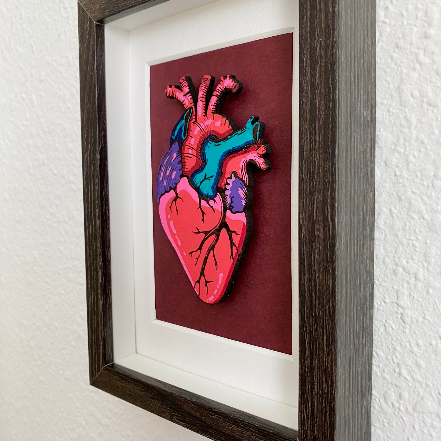 Anatomical Heart Woodcut Framed Painting