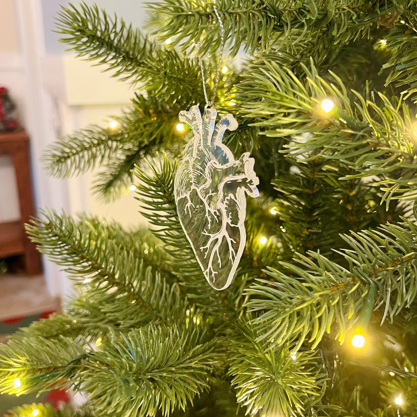 Clear or Frosted Acrylic Heart Ornament