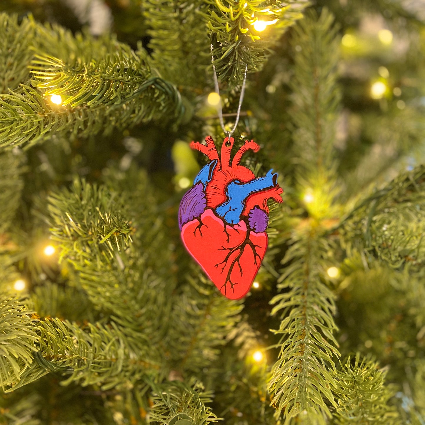 Painted Anatomical Heart Ornament