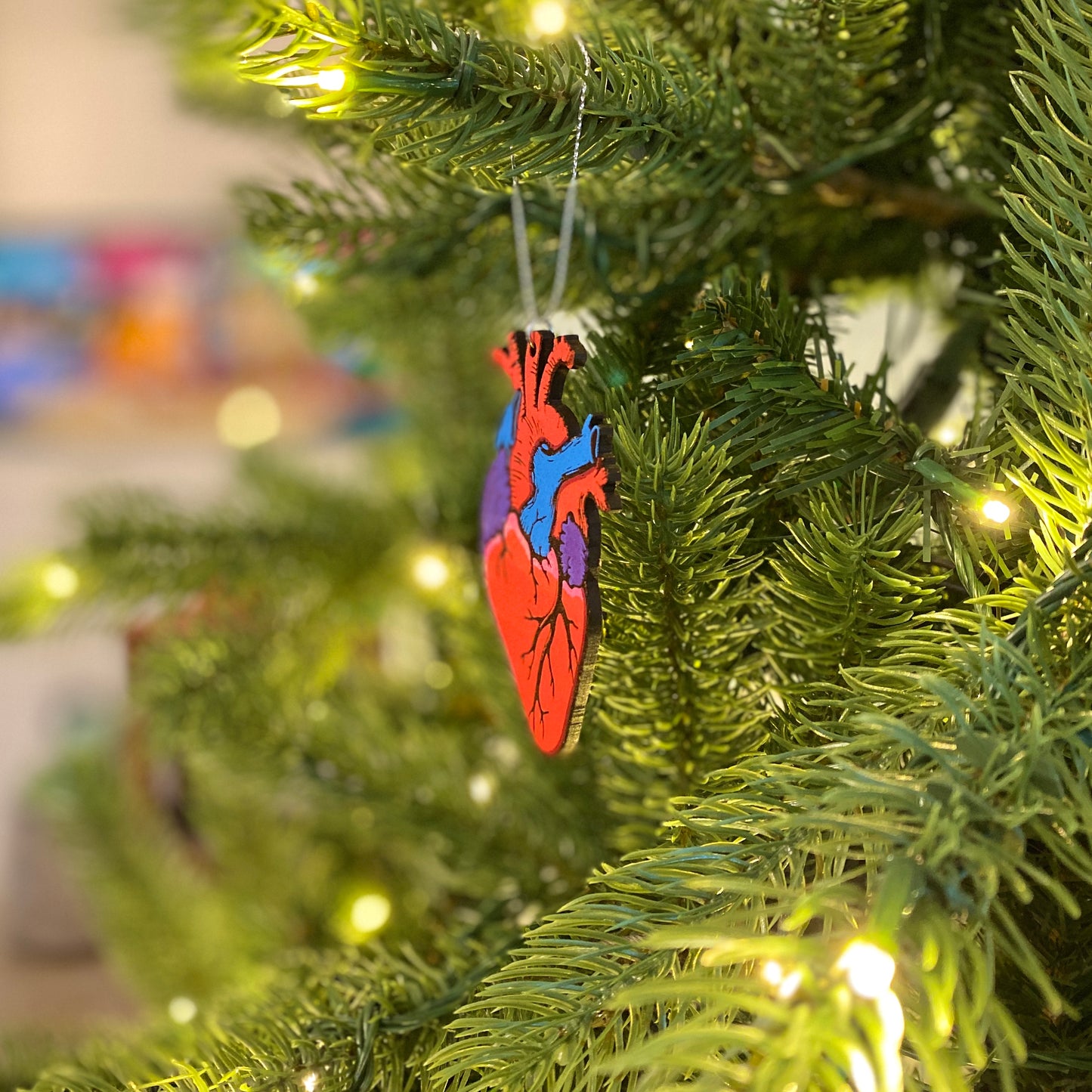 Painted Anatomical Heart Ornament