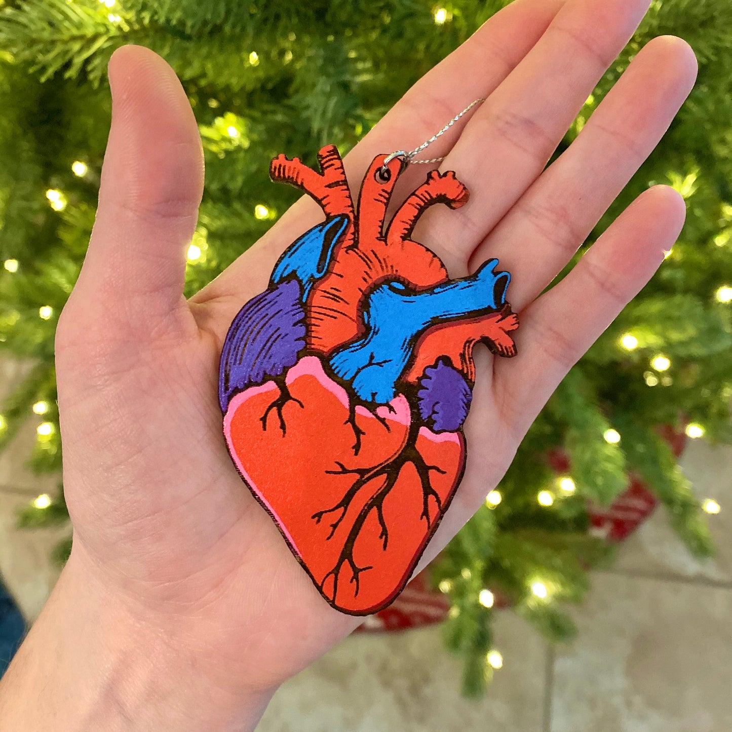 Painted Anatomical Heart Ornament