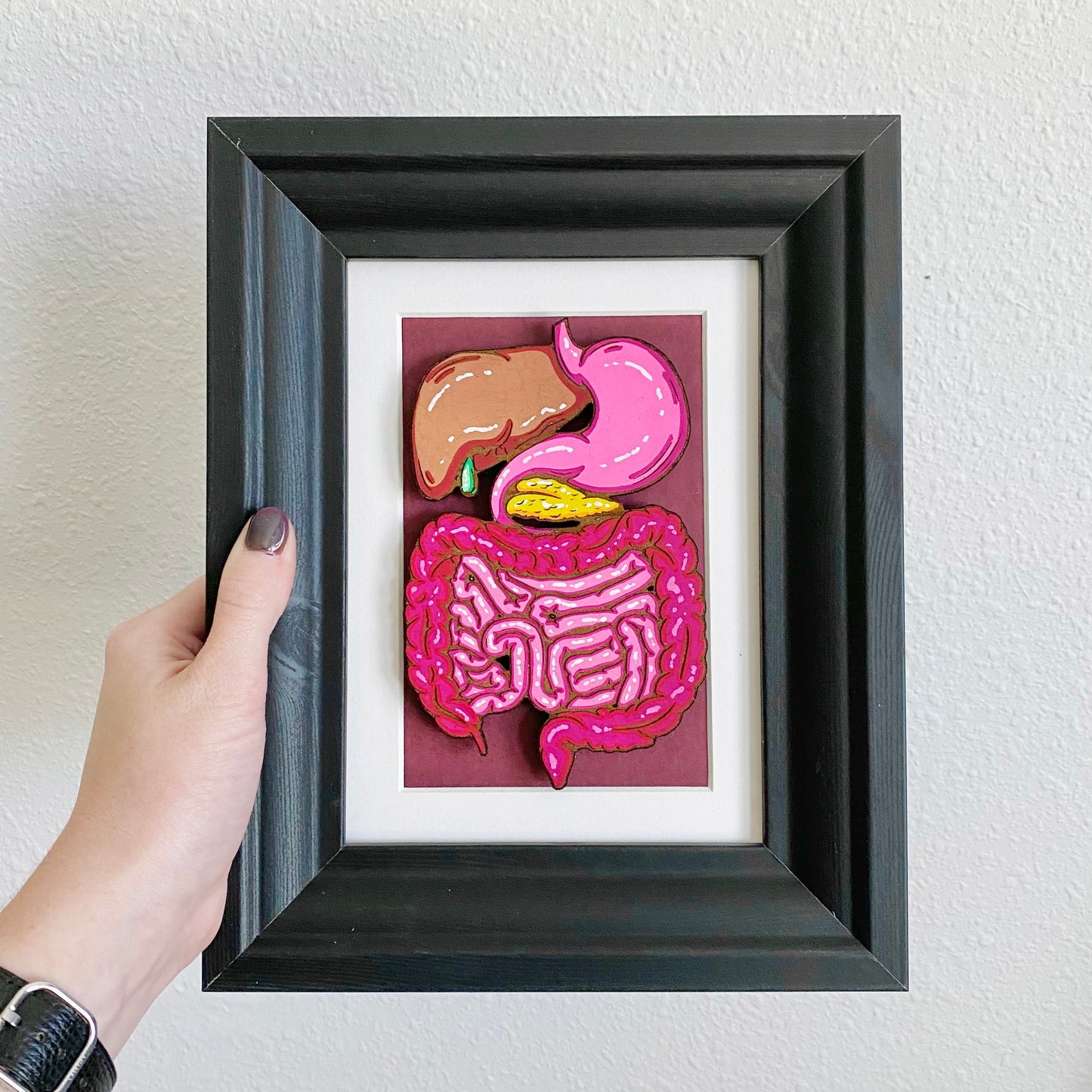 Digestive System Woodcut Framed Painting