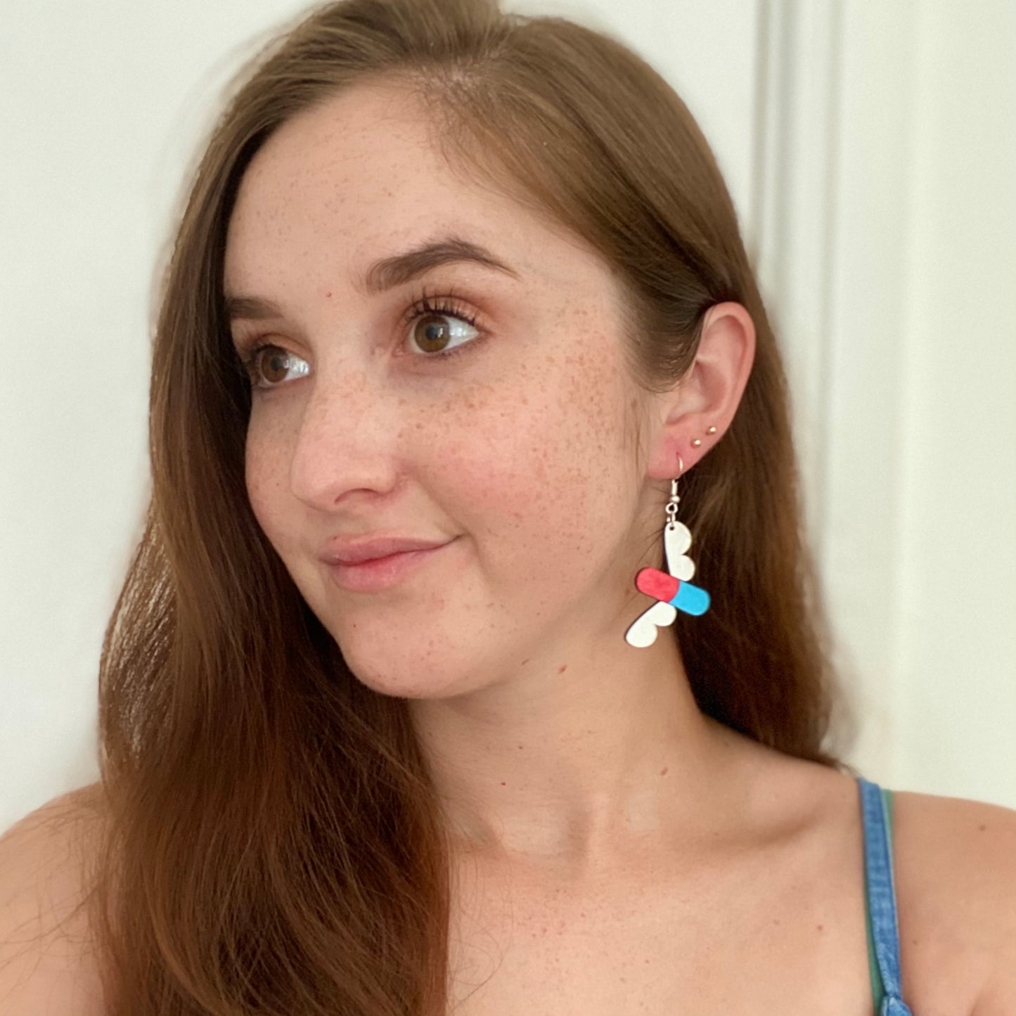 Painted Pill Fly Earrings